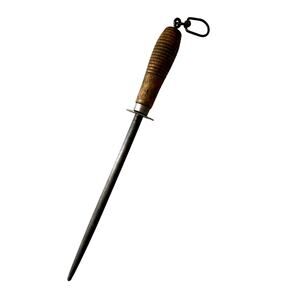 Vintage Wooden Handle Sharpening Steel With Swivel End Heavy Duty Commercial